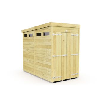 4 x 8 Feet Pent Security Shed - Double Door - Wood - L231 x W127 x H201 cm