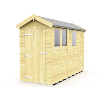 4 x 9 Feet Apex Shed - Single Door With Windows - Wood - L272 x W118 x H217 cm