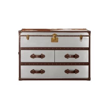 Kensington Townhouse Cowhide Cabinet - Metal/Wood - L45 x W110 x H76 cm - White/Brown