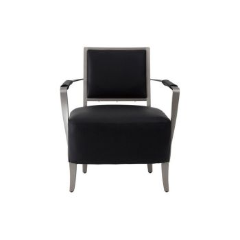 Moda Leather Dining Chair - Natural/Metal - L64 x W69 x H80 cm - Black