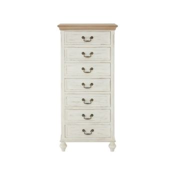 Hendra 7 Drawers Cabinet - Metal/Wood/Glass - L38 x W60 x H128 cm - Natural/Cream