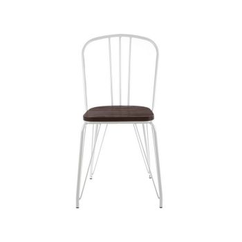 District Dining Chair - Metal/Wood - L45 x W45 x H85 cm - White