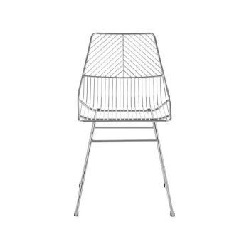 District Metal Wire Tapered Legs Dining Chair - L0.52 x W46 x H81 cm - Silver