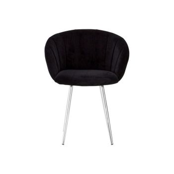 Vogue Black and Silver Velvet Chair - Textile/Synthetic/Metal - L61 x W50 x H80 cm - Black