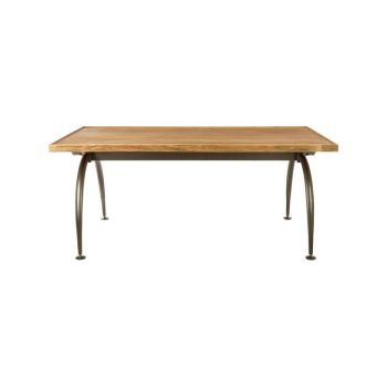 New Foundry Dining Table with Elm Wood Top - Metal/Wood - L93 x W183 x H77 cm - Natural