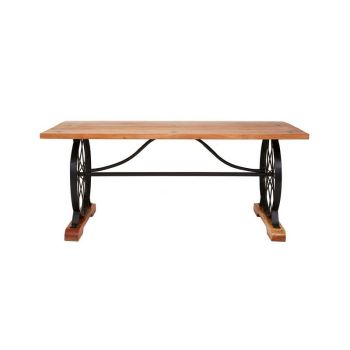 Nandri Dining Table - Metal/Acacia Wood - L90 x W180 x H76 cm - Black/Brown