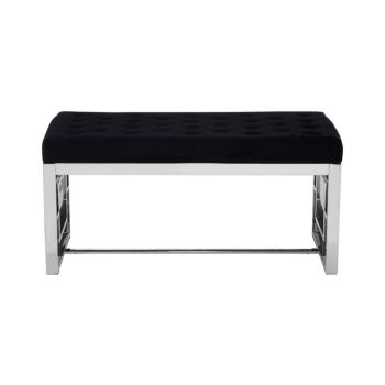 Allure Tufted Bench - Metal/Textile - L44 x W97 x H46 cm - Black/Silver