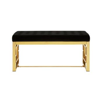 Allure Velvet Bench - Metal/Textile - L44 x W97 x H46 cm - Black/Gold