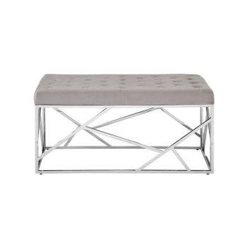 Allure Mink Velvet and Asymmetric Bench - Metal/Textile - L44 x W97 x H46 cm