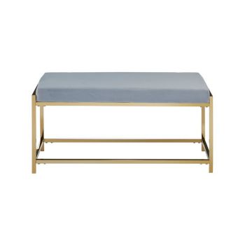 Allure Gold and Powder Blue Bench - Metal/Textile - L44 x W97 x H46 cm