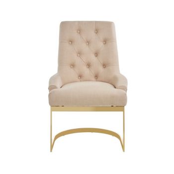 Azalea Dining Chair - Metal/Textile - L63 x W60 x H97 cm - Gold/Natural
