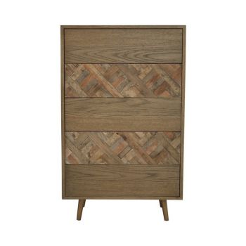Salvar Five Drawer Chest - Metal/Wood - L45 x W70 x H114 cm - Natural