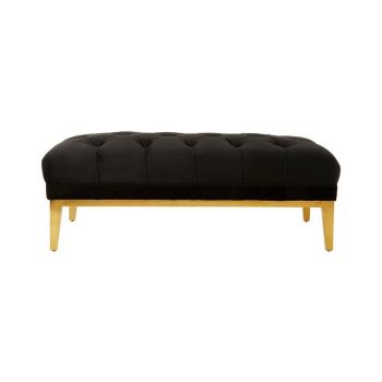 Piermount Chesterfield Ottoman - Wood/Textile - L65 x W123 x H46 cm - Black/Gold