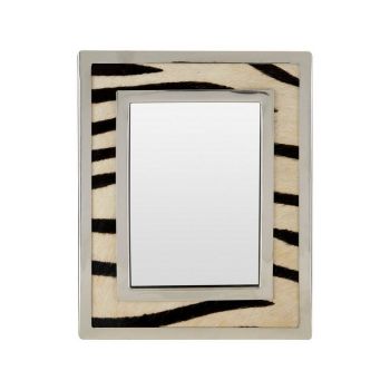 5 x 7 Inch Kensington Townhouse Zebra Design Photo Frame - Metal/Natural Wood - L4 x W21 x H27 cm - Black/White