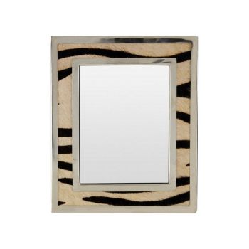 6 x 8 Inch Kensington Townhouse Zebra Design Photo Frame - Metal/Natural Wood - L4 x W24 x H29 cm - Black/White