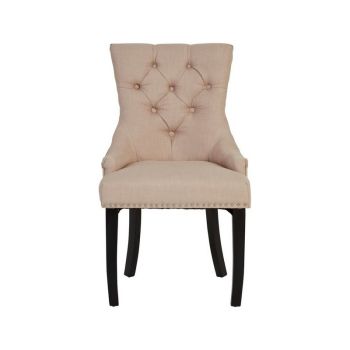 Kensington Townhouse Linen Dining Chair - Wood/Synthetic/Textile - L63 x W56 x H98 cm - Black/Natural
