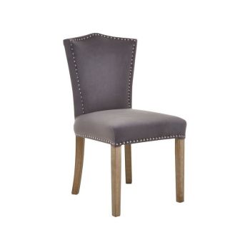 Kensington Townhouse Velvet Dining Chair - Wood/Textile/Synthetic - L62 x W55 x H98 cm - Grey