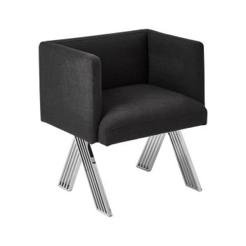 Piermount Dining Chair - Textile/Synthetic/Wood/Metal - L57 x W67 x H73 cm - Black/Silver