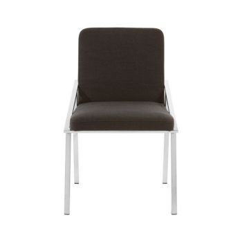 Piermount Dining Chair - Synthetic/Metal/Wood/Textile - L60 x W52 x H82 cm - Black/Silver