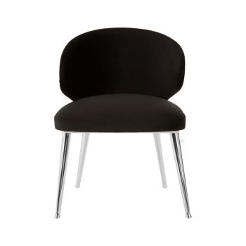 Piermount Dining Chair - Wood/Textile/Metal/Synthetic - L58 x W59 x H74 cm - Black/Silver