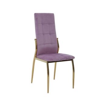 Tamzin Velvet High Back Dining Chair - Metal/Wood/Textile/Synthetic - L54 x W44 x H100 cm - Gold/Pink
