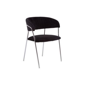 Tamzin Dining Chair - Metal/Wood/Textile/Synthetic - L53 x W59 x H76 cm - Black/Silver