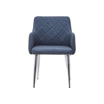 Tamzin Dining Chair - Metal/Wood/Textile/Synthetic - L59 x W54 x H81 cm - Silver/Grey