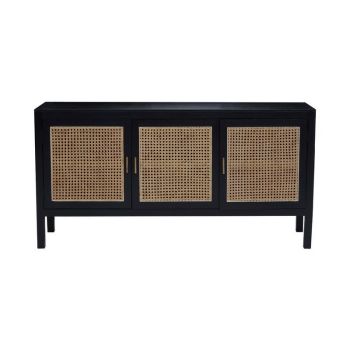 Corso Three Door Sideboard - Wood - L40 x W150 x H76 cm - Black/Natural
