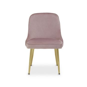 Demi Velvet Dining Chair - Metal/Synthetic/Textile - L57 x W54 x H83 cm - Pink