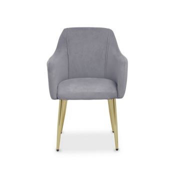 Darcy Velvet Dining Chair - Metal/Synthetic/Textile - L60 x W59 x H82 cm - Grey