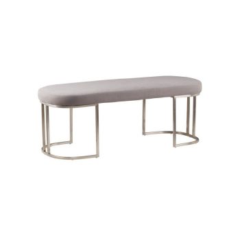 Gilden Bench with Curved Base - Metal/Wood/Synthetic/Textile - L45 x W120 x H45 cm - Silver/Grey