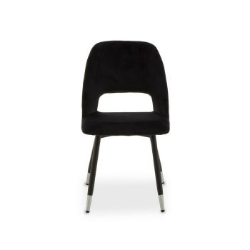Warren Dining Chair - Metal/Wood/Textile/Synthetic - L60 x W48 x H85 cm - Black/Silver