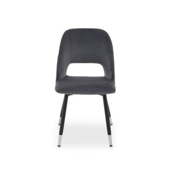 Warren Velvet Dining Chair - Metal/Wood/Textile/Synthetic - L60 x W48 x H85 cm - Silver/Grey