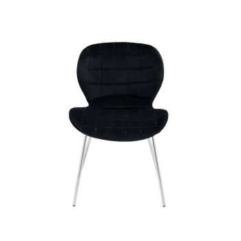 Warton Dining Chair - Metal/Wood/Textile/Synthetic - L57 x W52 x H79 cm - Black/Silver