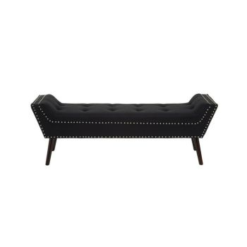 Alea Bench - Wood/Textile - L46 x W161 x H55 cm - Black