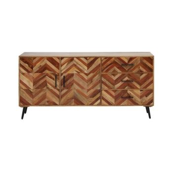 Boho Two Door Sideboard - Mango Metal/Wood - L40 x W170 x H82 cm - Black/Natural