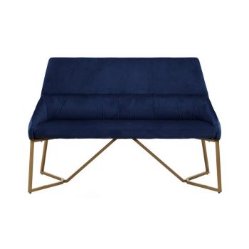 Vieste Midnight Velvet Bench - Metal/Wood/Textile - L68 x W140 x H94 cm - Blue