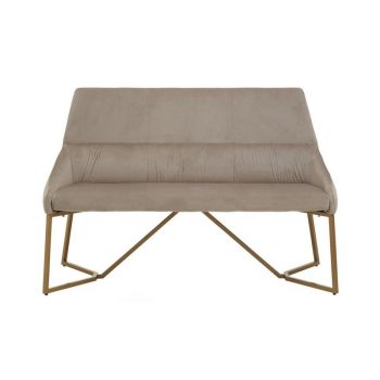 Vieste Mink Velvet Bench - Metal/Wood/Textile - L68 x W140 x H94 cm