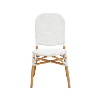 Manado Rattan Dining Chair - Wood/Synthetic - L58 x W53 x H90 cm - White/Natural