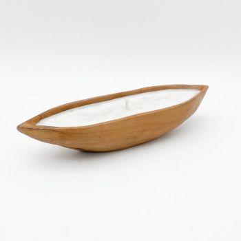 Root Boat Bowl with Candle - L12 x W40 x H8 cm - Teak