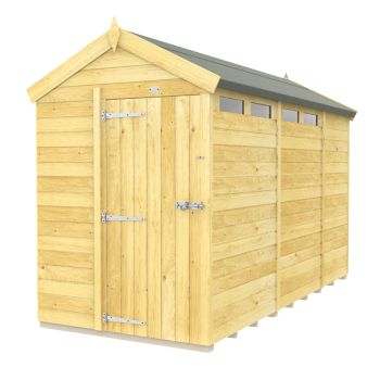 5 x 11 Feet Apex Security Shed - Single Door - Wood - L329 x W147 x H217 cm