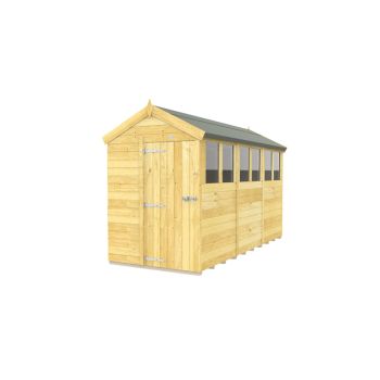 5 x 12 Feet Apex Shed - Single Door With Windows - Wood - L358 x W147 x H217 cm