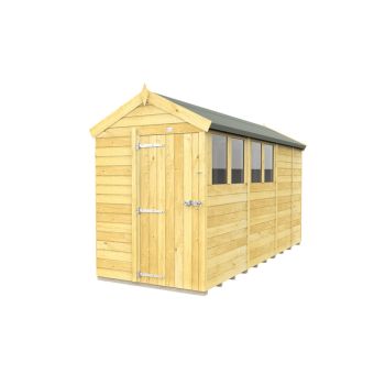 5 x 13 Feet Apex Shed - Single Door With Windows - Wood - L387 x W147 x H217 cm