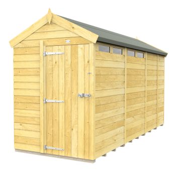 5 x 13 Feet Apex Security Shed - Single Door - Wood - L387 x W147 x H217 cm
