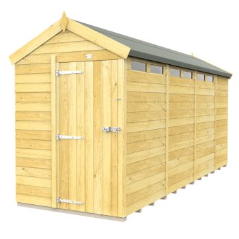 5 x 15 Feet Apex Security Shed - Single Door - Wood - L454 x W147 x H217 cm
