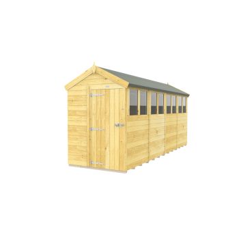5 x 16 Feet Apex Shed - Single Door With Windows - Wood - L472 x W147 x H217 cm