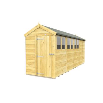 5 x 17 Feet Apex Shed - Single Door With Windows - Wood - L503 x W147 x H217 cm