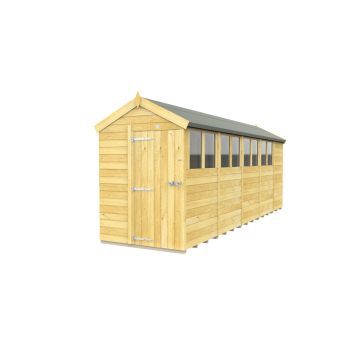 5 x 19 Feet Apex Shed - Single Door With Windows - Wood - L560 x W147 x H217 cm