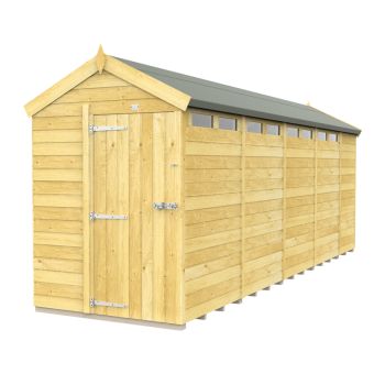 5 x 19 Feet Apex Security Shed - Single Door - Wood - L560 x W147 x H217 cm