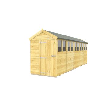 5 x 20 Feet Apex Shed - Single Door With Windows - Wood - L592 x W147 x H217 cm